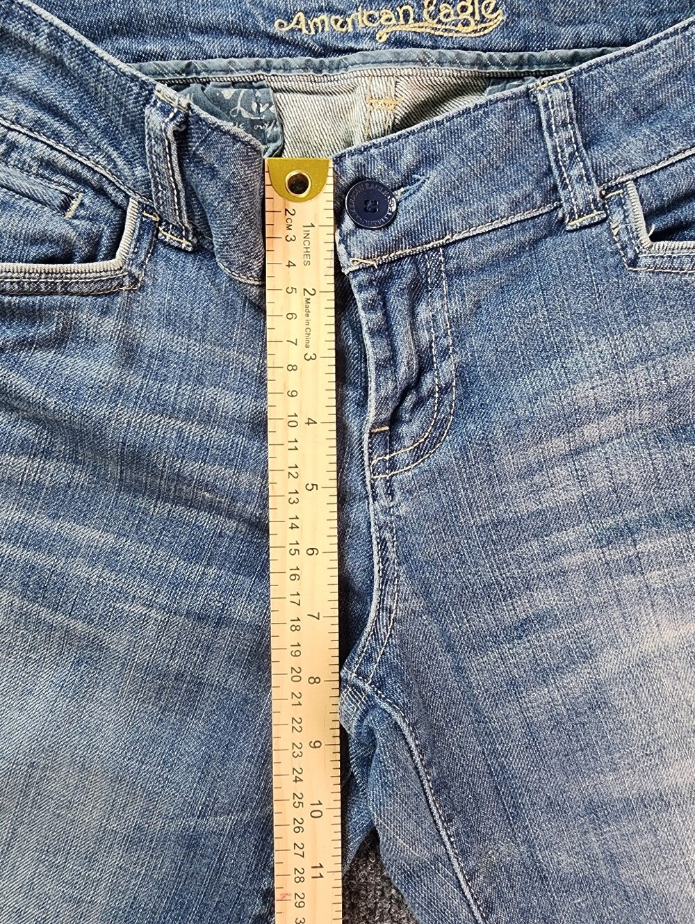 American Eagle Outfitters Vintage Y2k Jeans Wideleg Flair Low Rise Women Size 10 - Picture 4 of 14